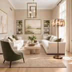 Faceted Crystal Shade Floor Lamp in a styled room setting