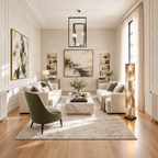 Smoked Textured Glass Column Floor Lamp in a styled room setting