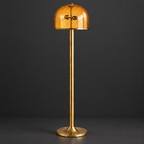 Amber Crackle Glass Dome Floor Lamp on a dark charcoal grey studio backdrop