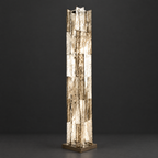Smoked Textured Glass Column Floor Lamp on a dark charcoal grey studio backdrop
