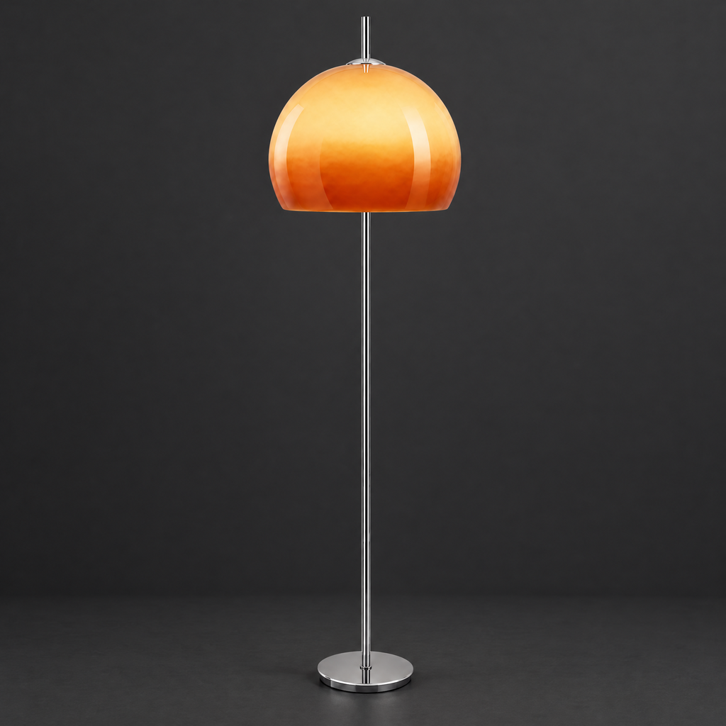 Orange Ombre Dome Floor Lamp on a dark charcoal grey studio backdrop