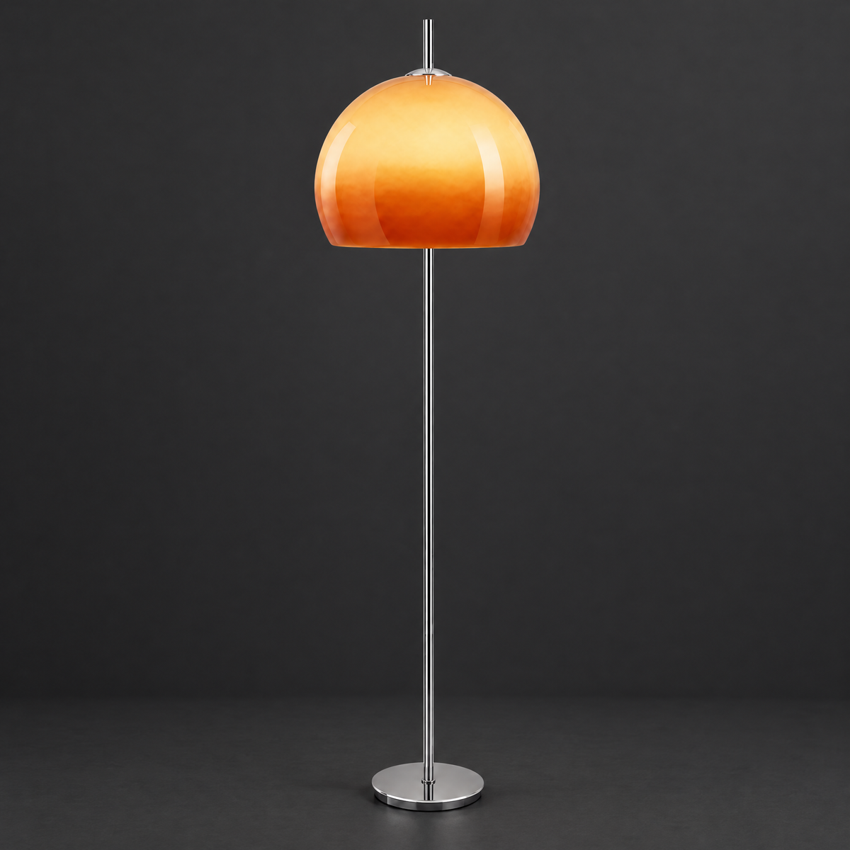 Orange Ombre Dome Floor Lamp on a dark charcoal grey studio backdrop