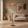 Amber Acrylic Dome Floor Lamp in a styled room setting