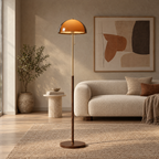 Amber Acrylic Dome Floor Lamp in a styled room setting