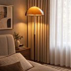 Amber Acrylic Dome Floor Lamp in a styled room setting