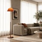 Amber Acrylic Dome Floor Lamp in a styled room setting