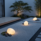 Solar Pebble Stone Garden Lights in a styled outdoor setting