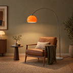 Arc Floor Lamp with Dome Shade in a styled room setting