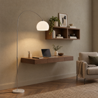 Arc Floor Lamp with Dome Shade in a styled room setting