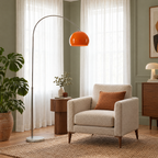Arc Floor Lamp with Dome Shade in a styled room setting