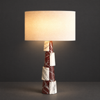 Burgundy and White Marble Tiered Table Lamp on a dark charcoal grey studio backdrop
