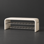 Cushioned Scandinavian Shoe Bench on a dark charcoal grey studio backdrop