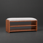 Two-Tier Shoe Storage Bench on a dark charcoal grey studio backdrop