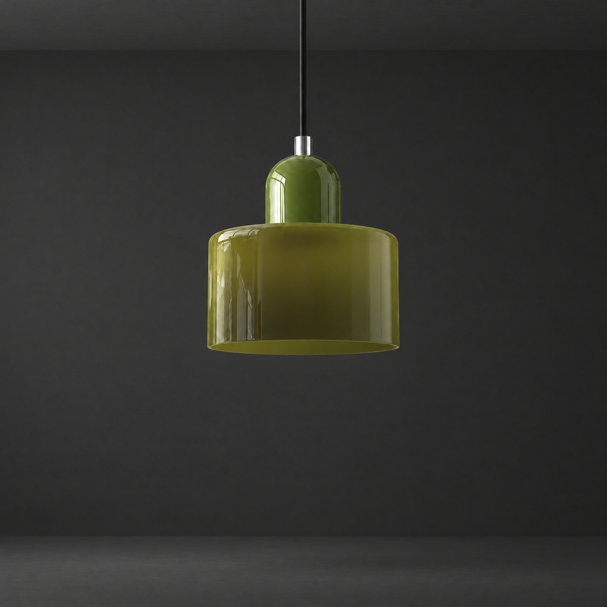Adjustable Glass Pendant Light on a dark charcoal grey studio backdrop
