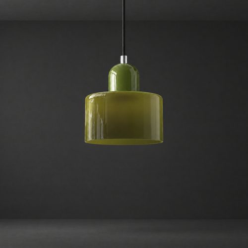 Adjustable Glass Pendant Light on a dark charcoal grey studio backdrop
