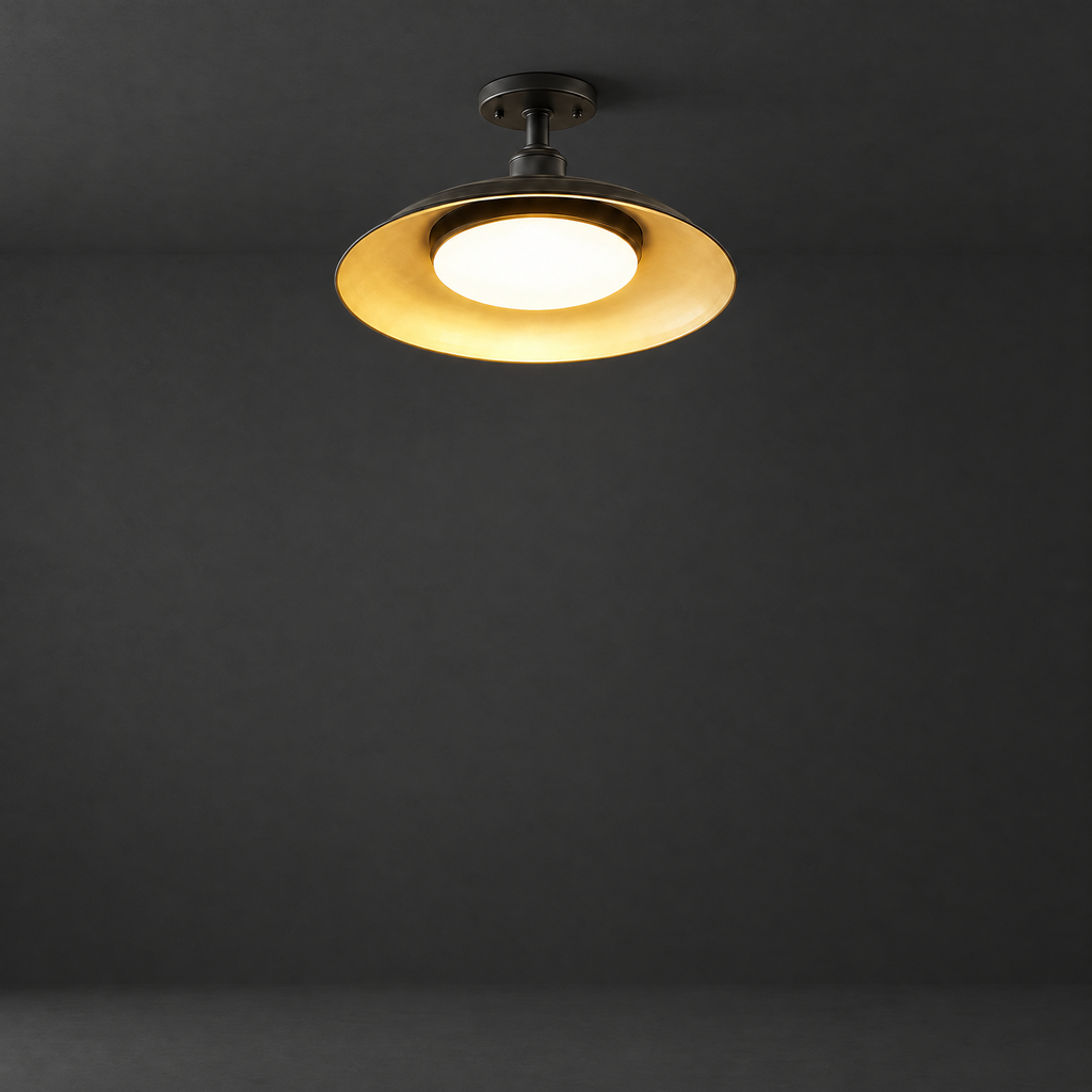 Waterproof Outdoor Semi Flush Mount Light on a dark charcoal grey studio backdrop