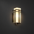 Industrial Outdoor Wall Lantern, IP65 Rated on a dark charcoal grey studio backdrop