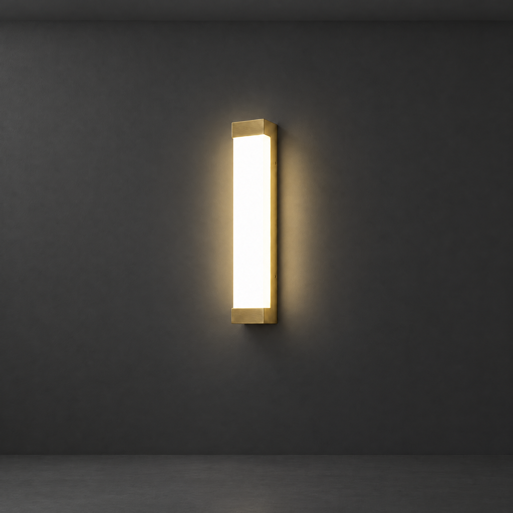 Acrylic Outdoor Wall Lantern on a dark charcoal grey studio backdrop